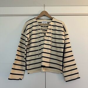 La Ligne lace-up front Breton Striped Lace-Up Long Sleeve Top
